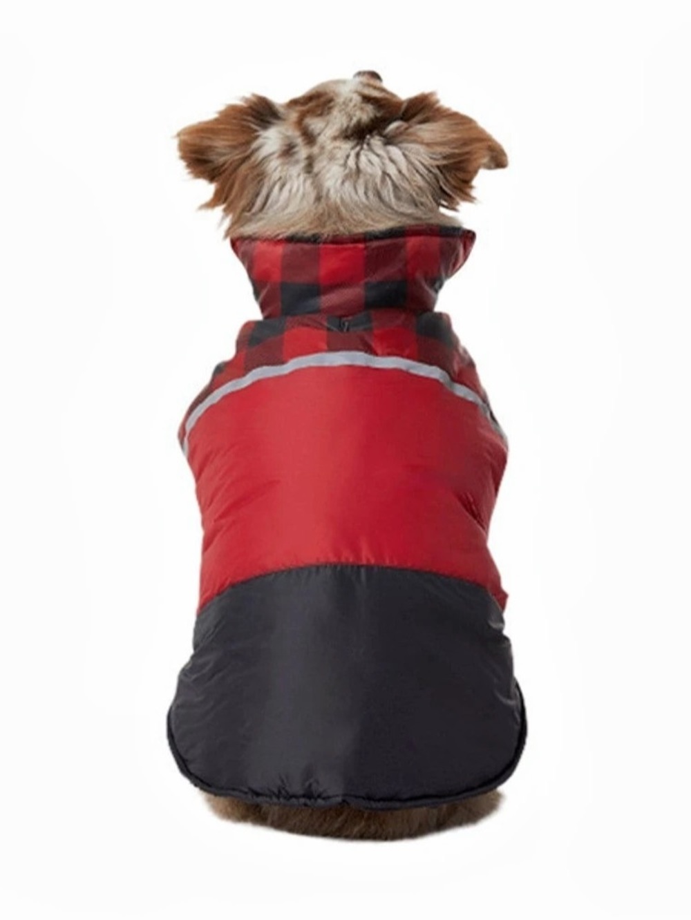32 Degrees Heat Dog Puffer Coat Size S Red Black Plaid Reflective NWOT